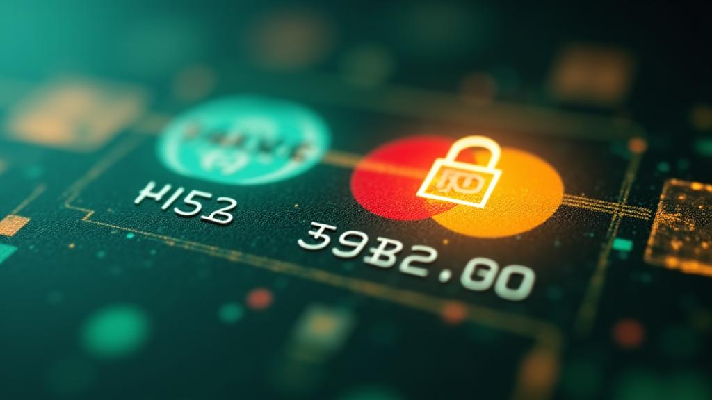 Digitální interface s platebními ikonami a ochranným štítem, symbolizující bezpečné a transparentní transakce.