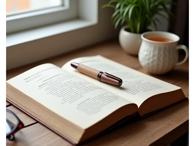 Detailní záběr na knihu o mindfulness se šálkem bylinkového čaje v pozadí.